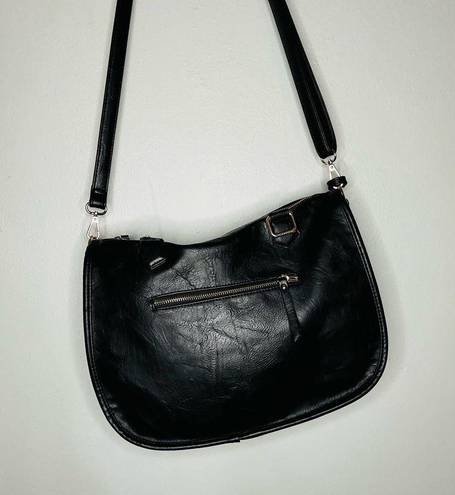 Madison West  Vegan Leather Black Braided Crossbody Purse