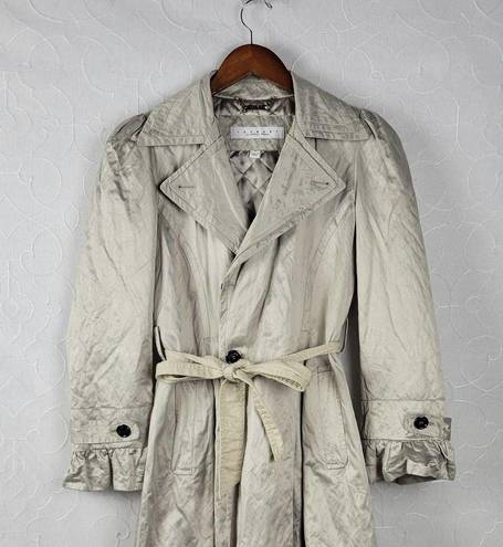 Laundry by Shelli Segal  Womens Trench Coat Size M Cream Sheen Belted Quilt Lined