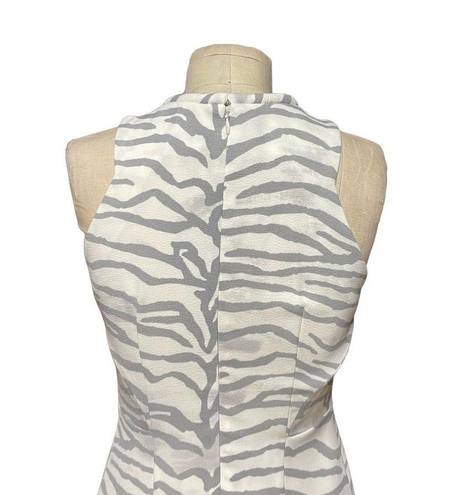 Rebecca Taylor  Gray White Zebra Print Pleated Flounce Hem Mini Dress Size 2