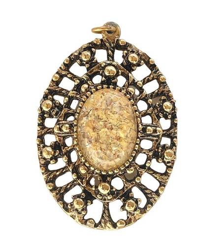 INC Vintage 11 W 30 ST . stamped sparkly stone oval pendant