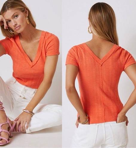 Pilcro  Sustainable Double V Ribbed Top