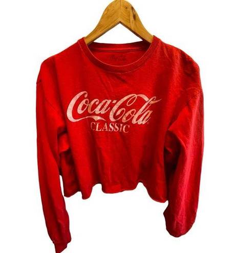 Coca-Cola Vintage‎  Classic Red & White 100% Cotton Cropped Long Sleeve T-Shirt