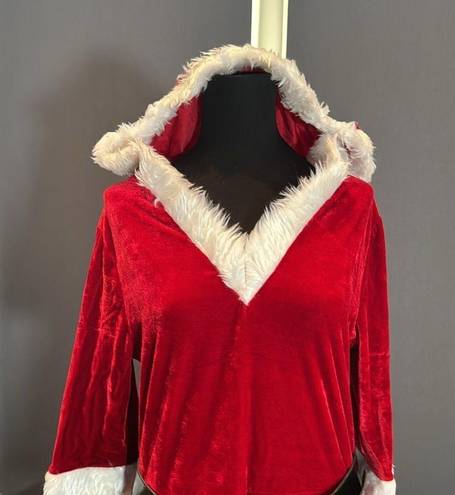 ma*rs Short Red Hooded Dress White Faux Fur Trim  Claus Santa Christmas Size M NEW
