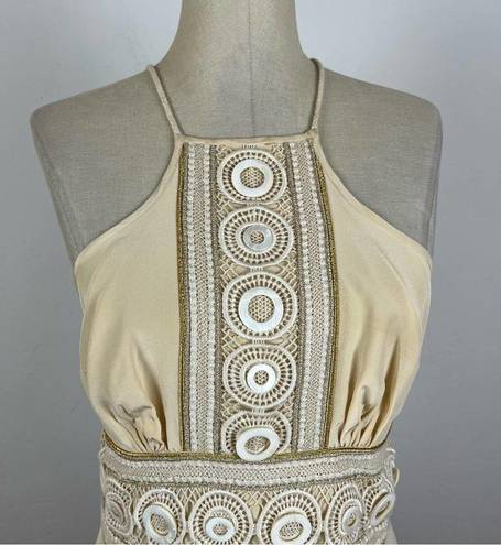 Tracy Reese  Cream Silk Jeweled Tank Top