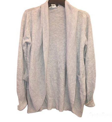 Sans Souci  Open Front Ribbed Pocket Cardigan Grey Small