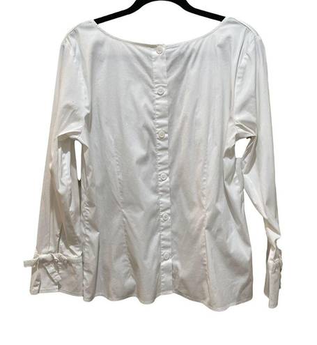 Talbots  Button Back Blouse White Size Large