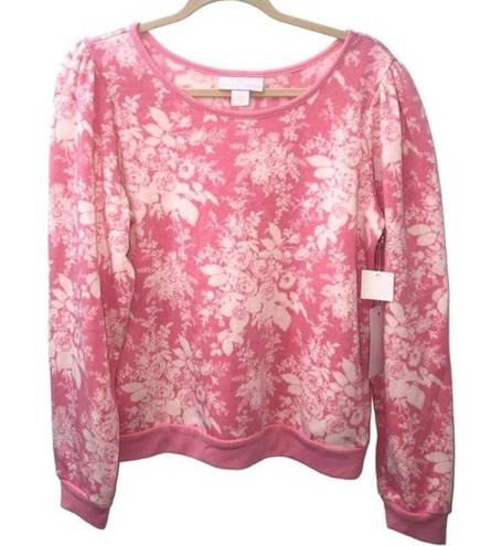 Rachel Parcell  Pink Quill Rose Brocade Sweatshirt Medium NWT