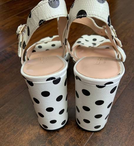 Kate Spade Delight Black White Polka Dot Platform Block Heels