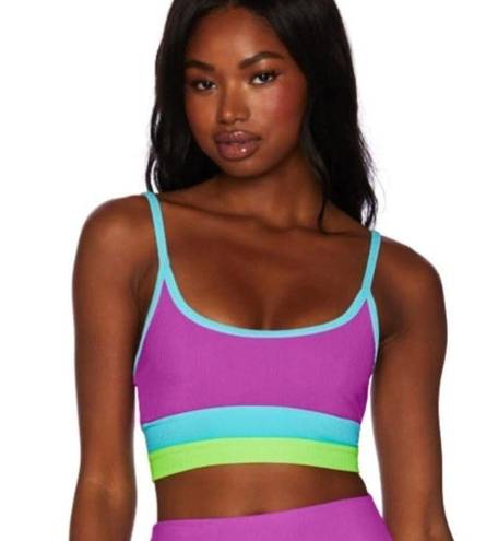 Beach Riot NEW  Eva Top Fluorescents Ribbed Colorblock Bralette Bikini Top XS