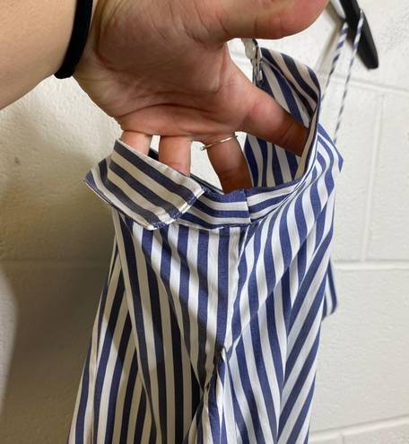 L'Academie L’academie Revolve Blue White Stripe Button Down Tank Tie Front Size Small