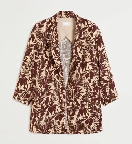 Mango NWT MNG  Tropical Print Linen Blend Oversize Blazer