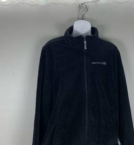 Free Country  Black Fuzzy Fleece Full Zip Up Jacket coat size XL