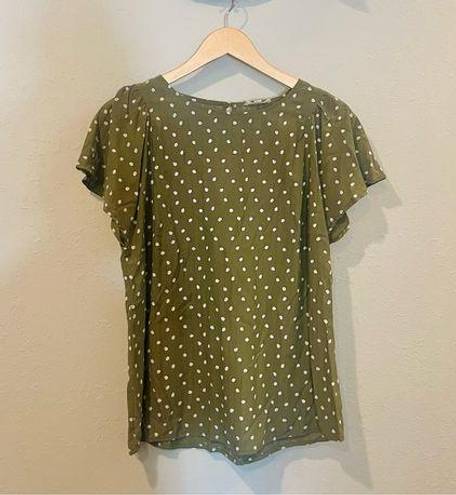 Bohme  Green Polka Dot Flutter Sleeve Blouse