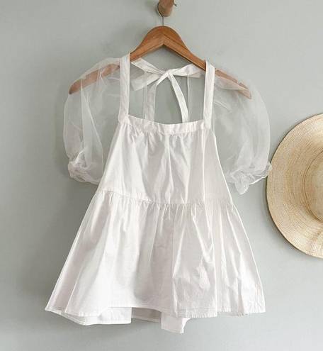 Tuckernuck   | Pomander Place | Tinsley Top | White Organza Puff Sleeve | Sz XS