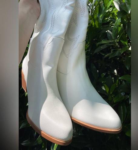 White cowboy festival boots Size 10