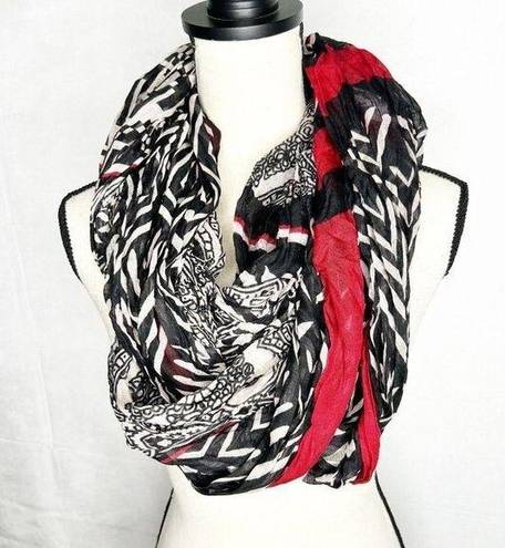 Big Buddha NWT  Red Black Tan Semi-Sheer Infinity Scarf New