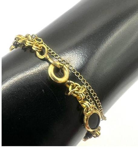 Onyx 12k gold filled  black  link bracelet