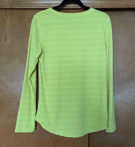 Zyia  Active Subtle Stripe Long Sleeve Tee Size Medium Neon Yellow