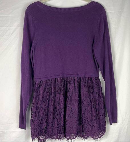 Torrid  Purple Lace Babydoll Pullover Peplum Long Sleeve