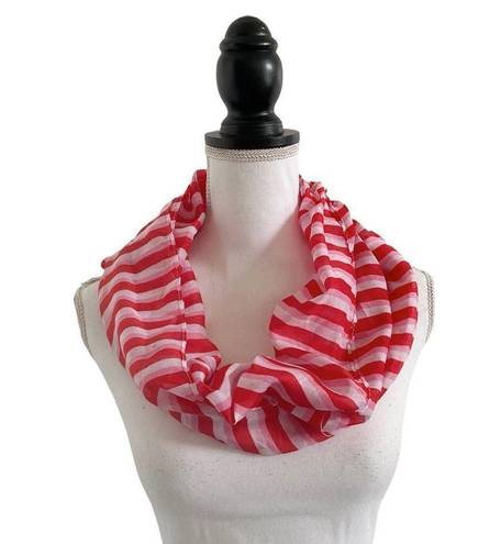 infinity  Style Fashion Scarf Red White & Pink Multi Stripe Women’s Size OSFM