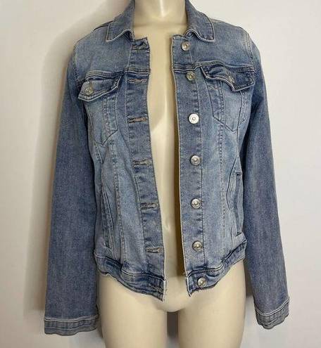 Nicole Miller  New York Denim Jean Jacket SMALL Blue MEd Wash Button Front Cotton