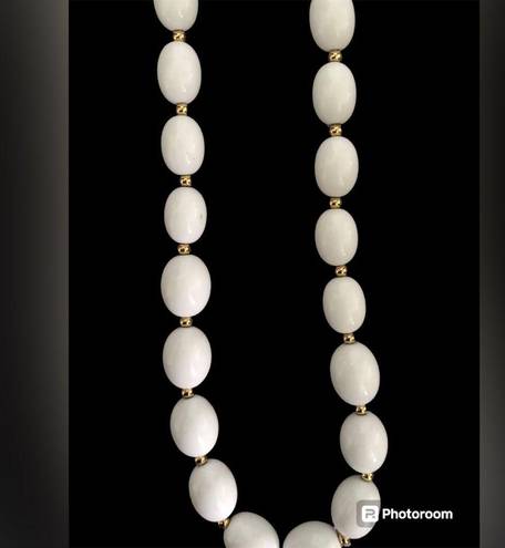 Monet  signed white beaded vintage costume necklace