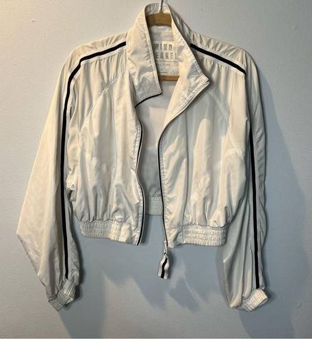 Love Tree  White Black Cropped Wind Breaker‎ Bomber Casual Zip Jacket Womens M