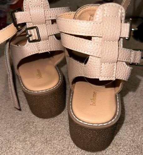 Bohme Taupe heeled chunky ankle sandals