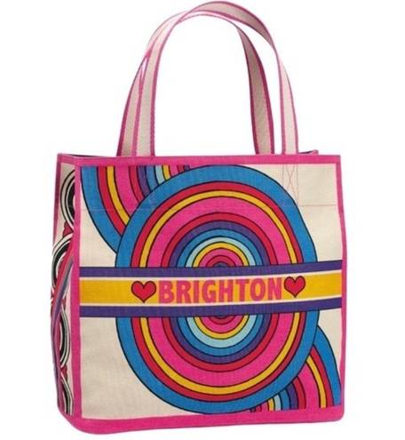 Brighton NWT  Rainbow Bright Tote Bag Mod Colorful Tom Clancy Canvas Wearable Art