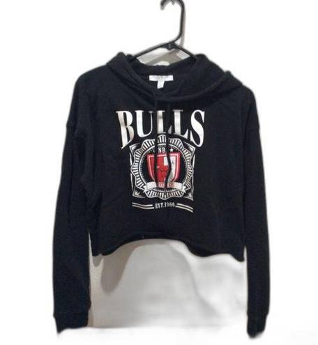 Nba Erin Andrews Chicago Bulls black cropped hoodie Large L 