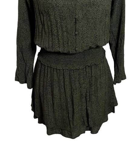 Rails  Jasmine Olive Speckled Split V Neck Long Sleeve Mini Dress Small Womens S