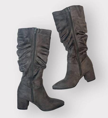 Seven Dials 7Dials Norbury Tall Slouch Boots Suedette NEW 6.5 Grey Gray Heeled Shoes Vegan