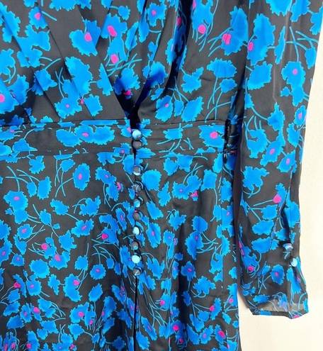 Equipment  Collie Floral Faux Wrap Blue Print Crepe Dress Size Small S