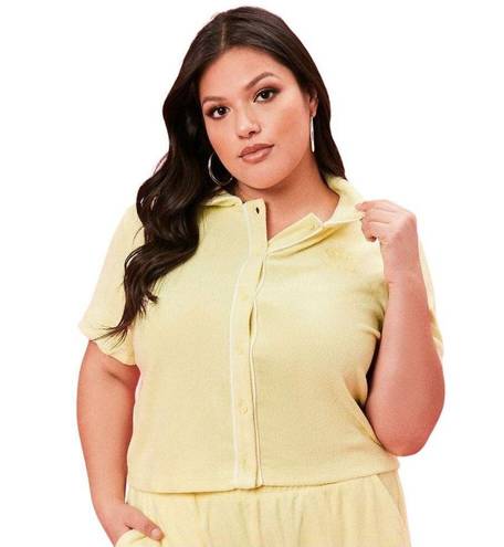 Juicy Couture Forever 21 x  Plus Yellow Terry Cloth Polo Shirt