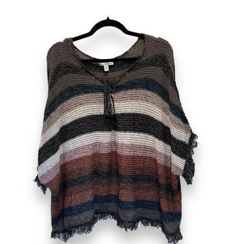 American Eagle  Women's Striped Poncho Sweater Cape L-XL Multicolor Western