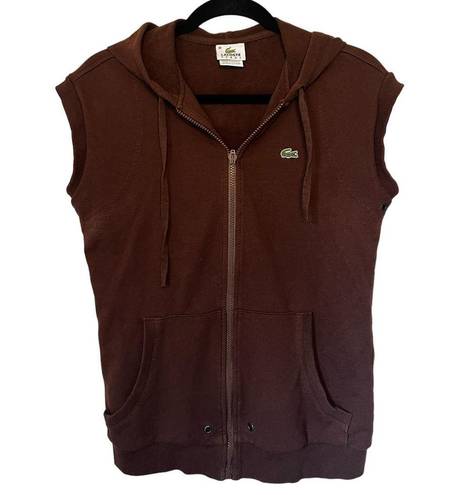 Lacoste Y2K  SPORT Chocolate Brown Zip Up Vest  w/Front Pockets sz. 40/S-M