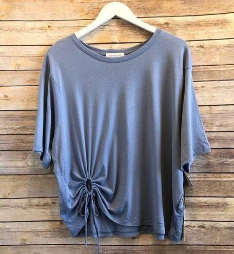 Treasure & Bond  Blue Ruched Keyhole Short Sleeve Tee Size Small NWT