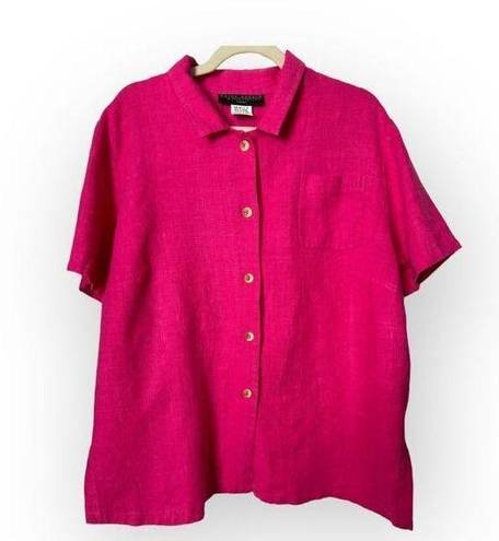 Harvé Benard Harve Bernard Pink Linen button down Shirt Size 2XL