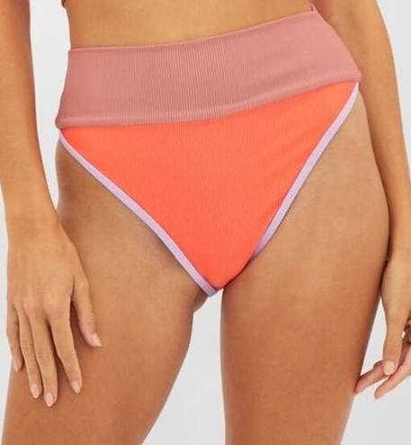 Beach Riot  Oasis Color Block Emmy Ribbed High Waisted Bikini Bottoms Size Small