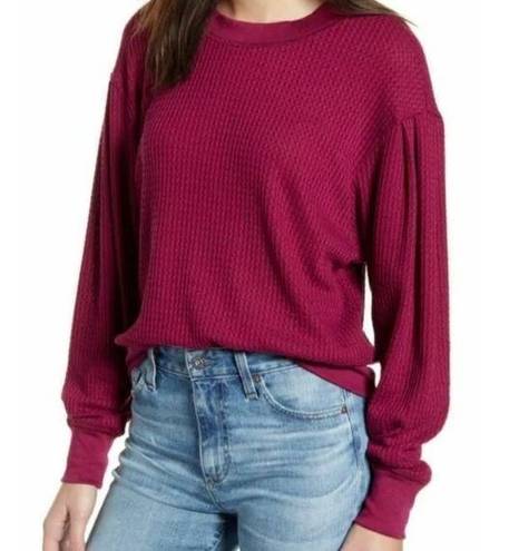 Treasure & Bond NWT  Burgundy Plum Waffle Crew Neck Sweater Size XS