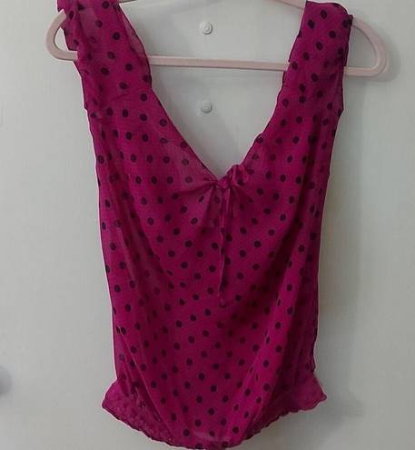 belle du jour  Sheer Tie Front Blouse Pink/Black Size S