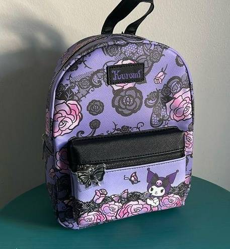 Sanrio Kuromi by  Licensed Butterfly and Lace Graphic Mini Vegan Leather Backpack