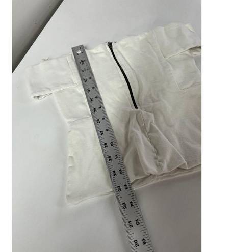 Michelle Mason  Shirt Womens Small White Brushed Fabric Off Shoulder Rayon Nylon
