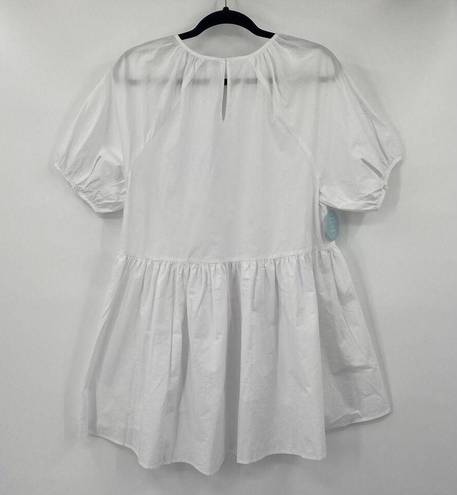 Hill House  Francesca Top High Low Blouse Peplum Cotton White NEW Womens Small