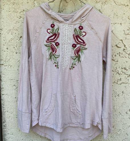 Coldwater Creek Cold water creek size medium pale pink embroidered hoodie boho western