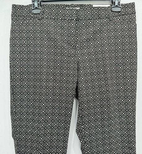 Van Heusen NEW  Slim Fit Ankle Stretch Pants Tan Black Medallion Print Size 8