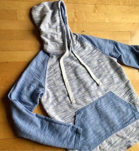 Free Planet  Two-Toned Pullover Hoodie Tunic, Blue, Size M