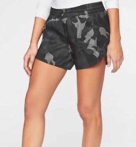 Athleta  Racer Run Short Small Camo black gray shorts running