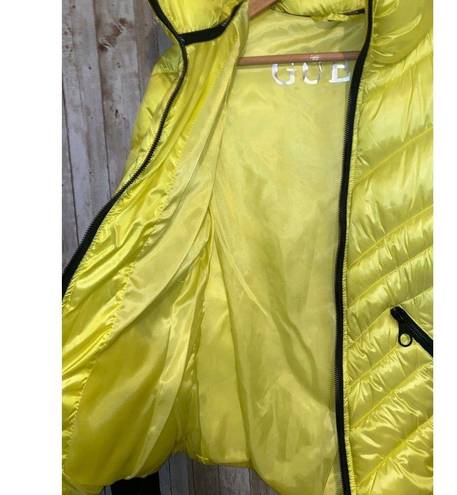 Guess  Women's Puffer Storm Cuffs Quilted Bright Yellow Jacket Coat Size Small