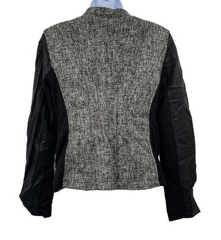 Marc New York  Andrew Marc Wool Blend Tweed Vegan Leather Moto Jacket Coat